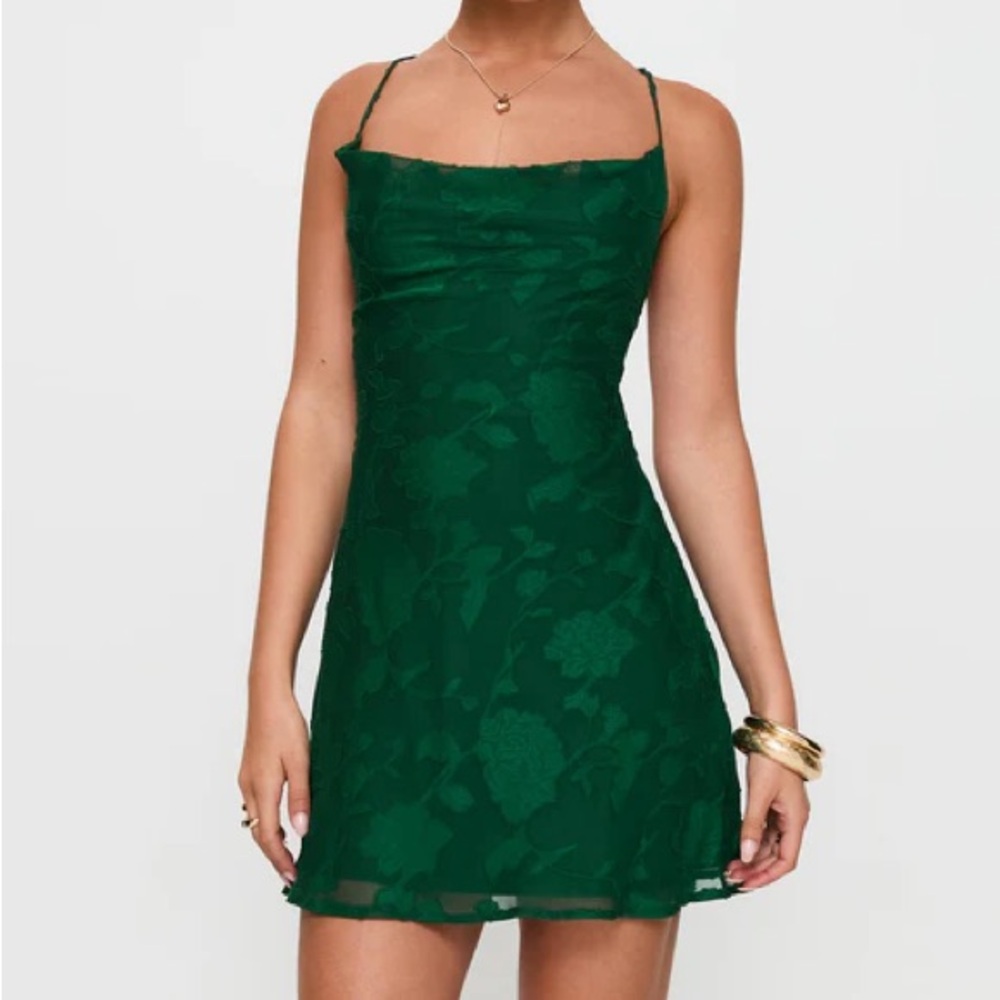 Princess Polly Green Floral Mini Dress Spaghetti Strap